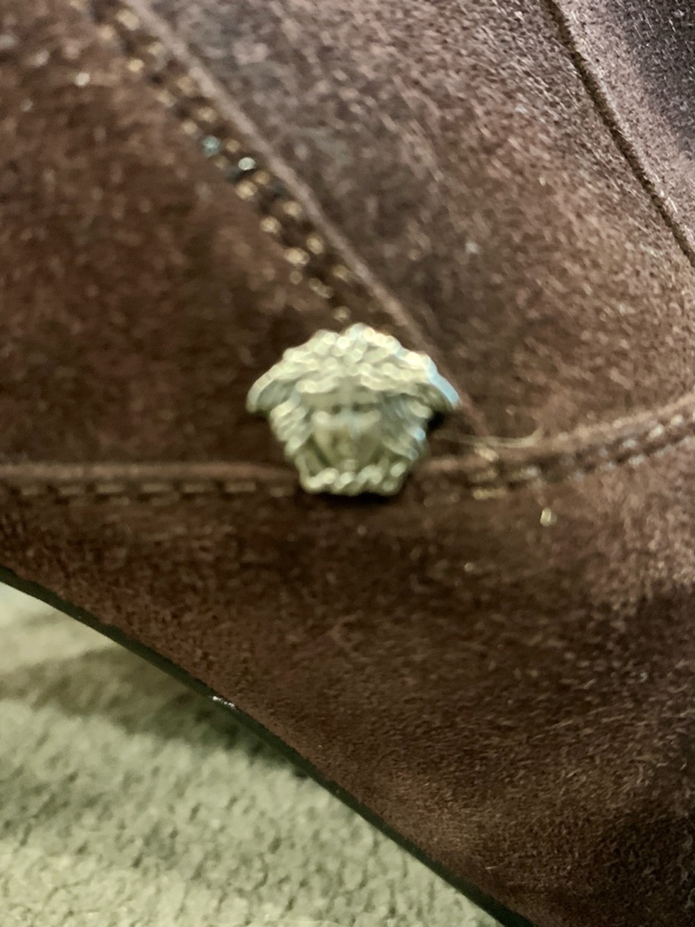 Versace Dark Brown Suede Stretch Ankle, Heeled Boots - Picture 4 of 7